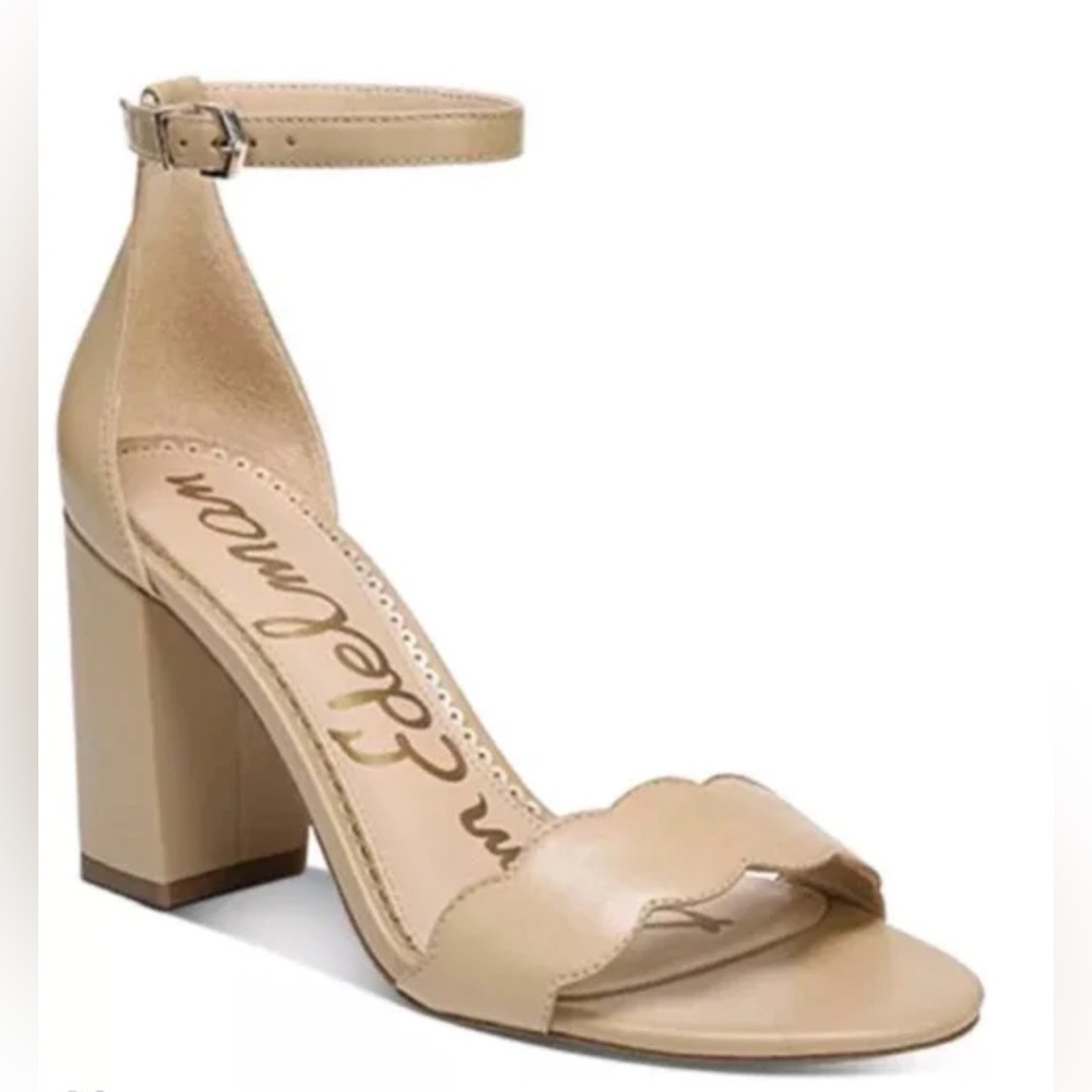 SAM EDELMAN ODILA SCALLOPED HEELS Size 10 Leather Nude